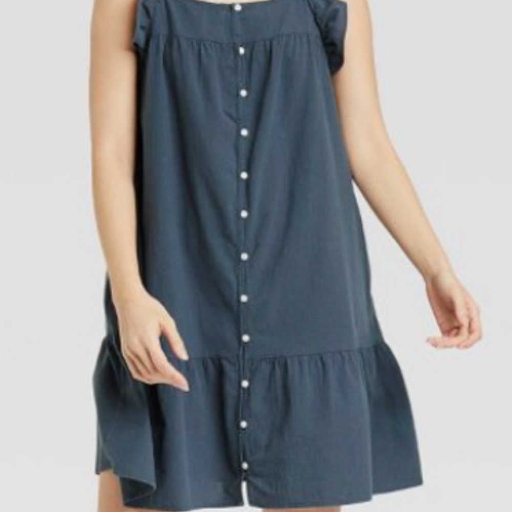 Universal Thread Dark Blue Ruffle Mini Dress